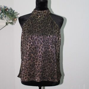 IRIS Tiger Print Glitter Shimmering Sleeveless Top For Party/Workwear/Formal
